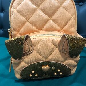 BETSEY JOHNSON orange Backpack cute glitter puppy!